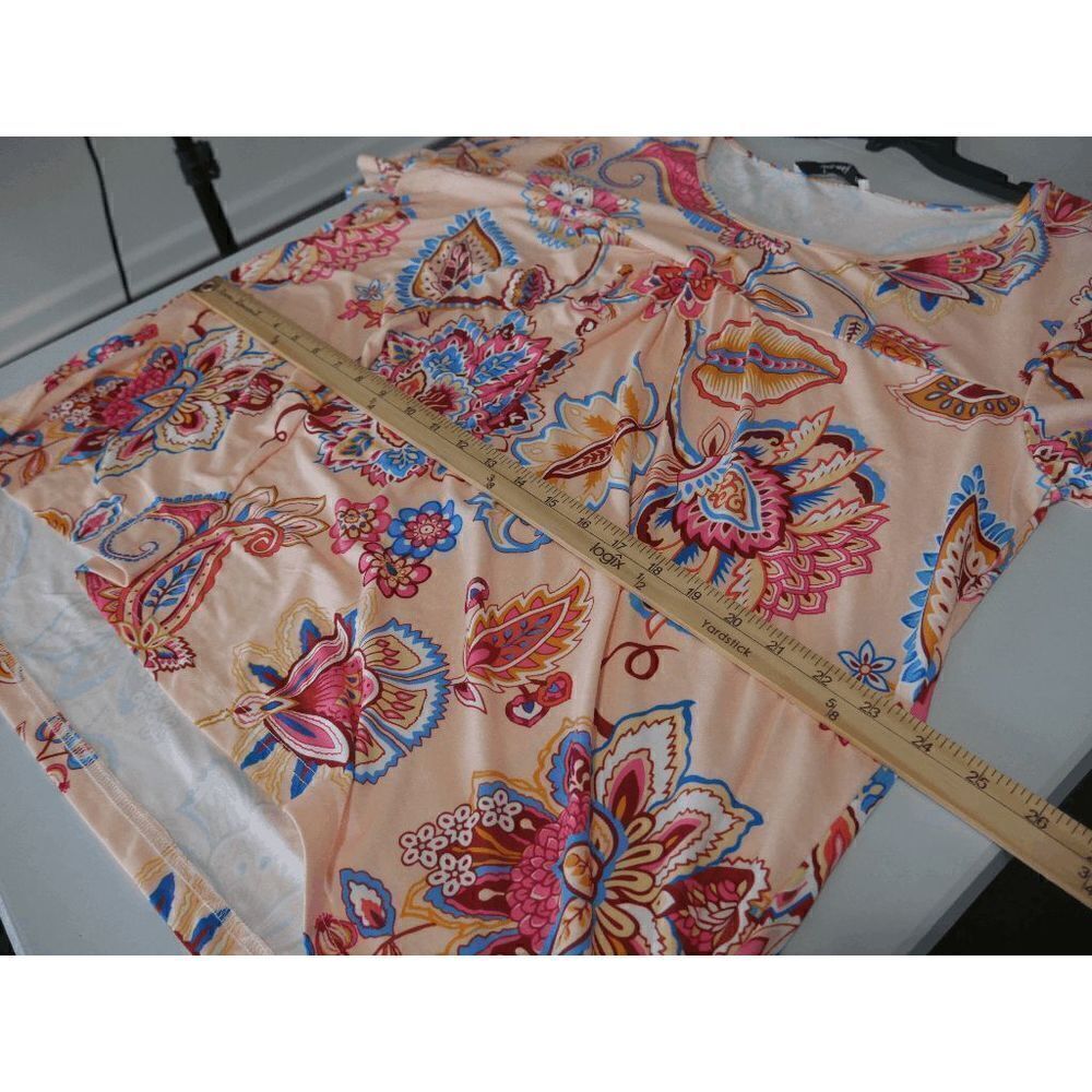 Yellow & Pink Multicolor Floral Pleated Scoop-Neck Top - Picture 5 of 7